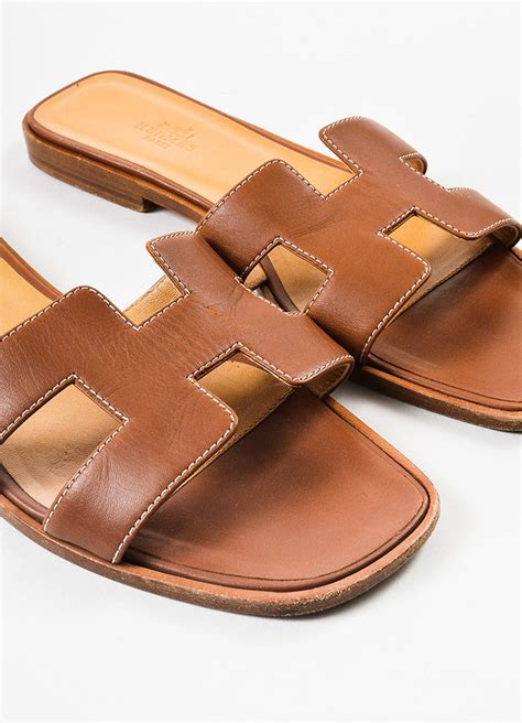 women hermes brown oran oasis|hermes slides for women.